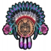 Ladies Native Head Dress Roses and Wolf Patch