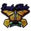 Lady Rider Butterfly And Yellow Roses Large Back Patch | Embroidered Biker Patches