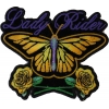 Lady Rider Butterfly With Yellow Roses Small Patch | Embroidered Biker Patches