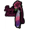 Lady Rider With Purple Rose And Feather Vertical Small Patch | Embroidered Biker Patches