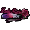 Lady Rider With Purple Rose Large Back Patch Horizontal | Embroidered Biker Patches