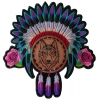 Native Head Dress Roses and Wolf Ladies Back Patch