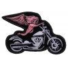 Pink Biker Angel On Motorcycle Patch | Embroidered Biker Patches