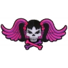 Pigtails Bow Skull And Wings Small Pink Patch | Embroidered Patches