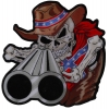 Rebel Cowboy Skull With Shotgun Barrels Large Back Patch