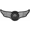 Winged Wheel Small White Patch | Embroidered Biker Patches