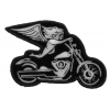 White Biker Angel On Motorcycle Patch | Embroidered Biker Patches