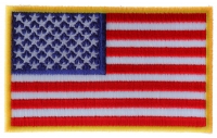 Us Flag Patch 4 Inch Yellow Border | Embroidered Patches