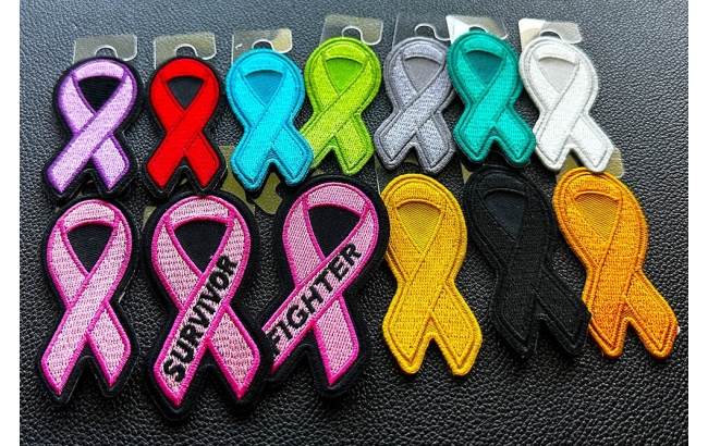 Pack of One Dozen Pink Ribbon Patches in Bulk by Ivamis Patches