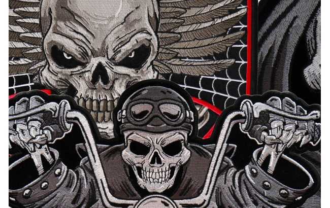 DILLIGAF Reaper Skull Biker Patches by Hot Leathers