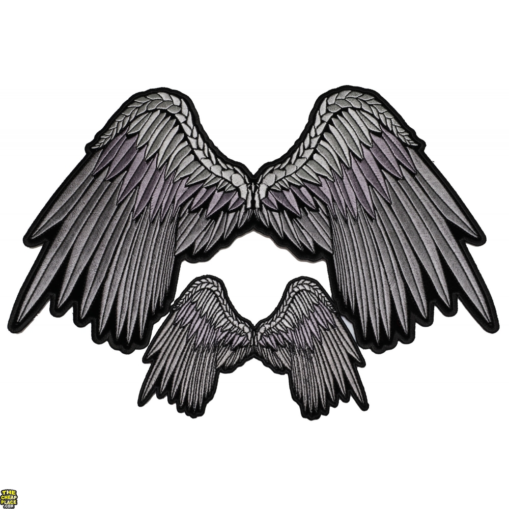 Pretty Gray Angel Wings Small and Large Patch | Angel Wing Patches ...