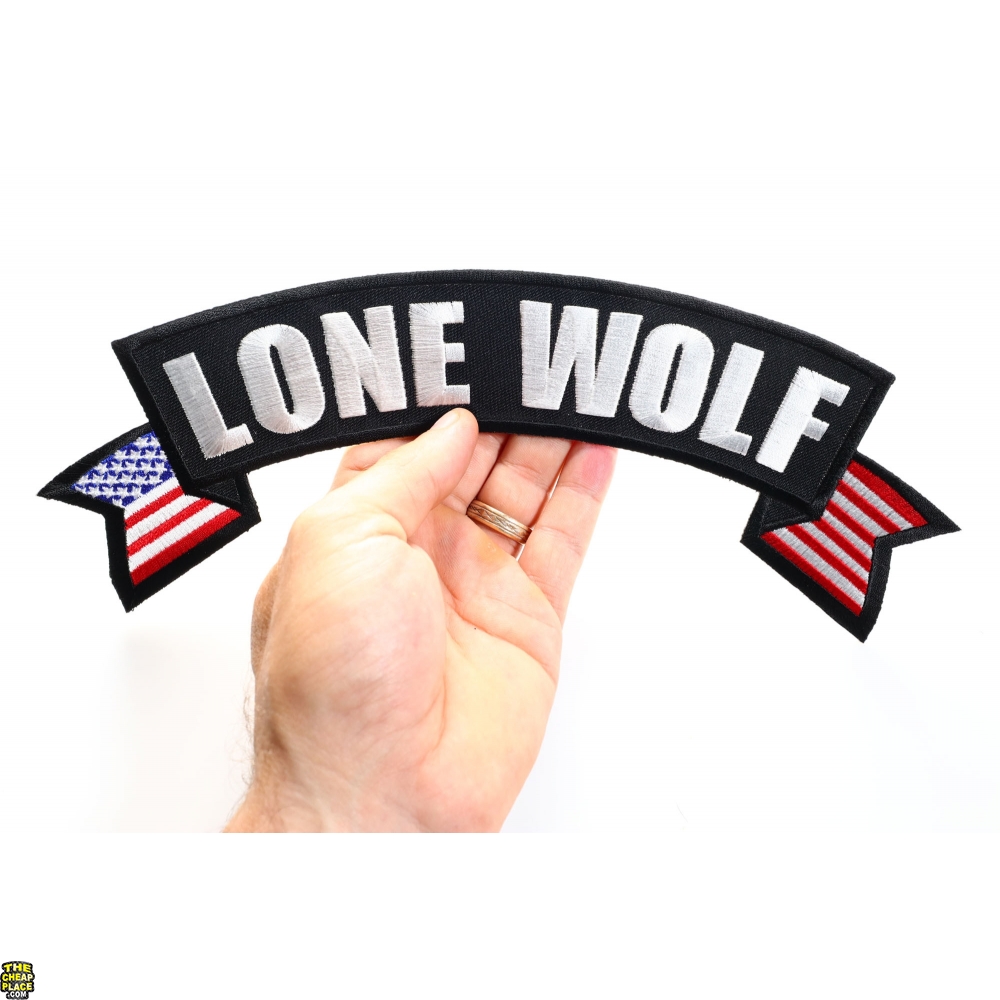 Lone Wolf Flag Rocker Patch | Embroidered Patches