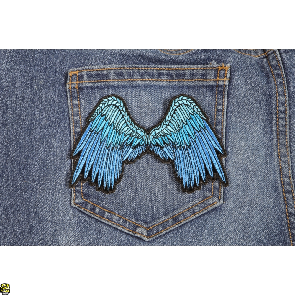 Small Beautiful Angel Wings Blue Patch | Angel Wing Patches -TheCheapPlace
