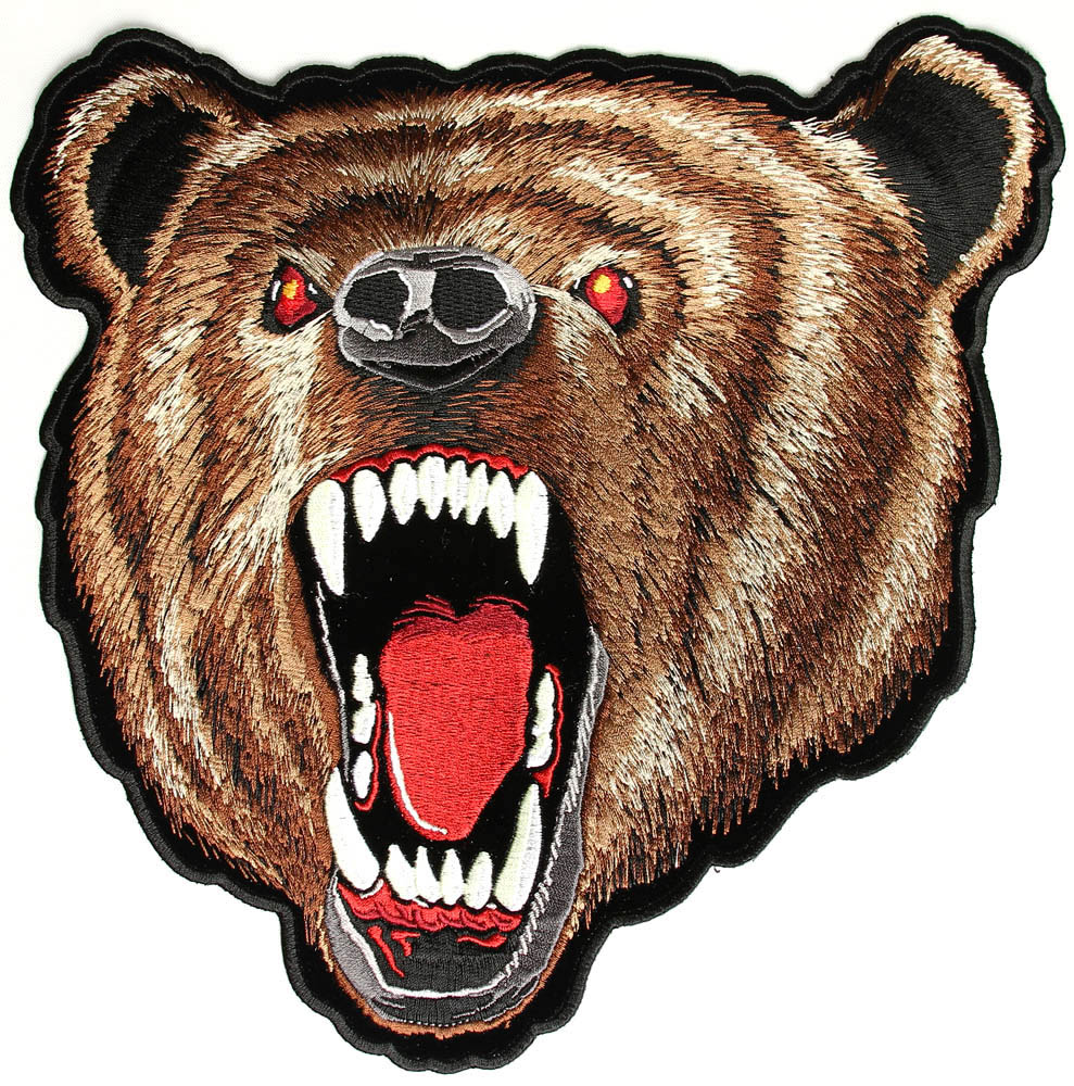 10 Inch Large Bear Back Patch with Open Mouth