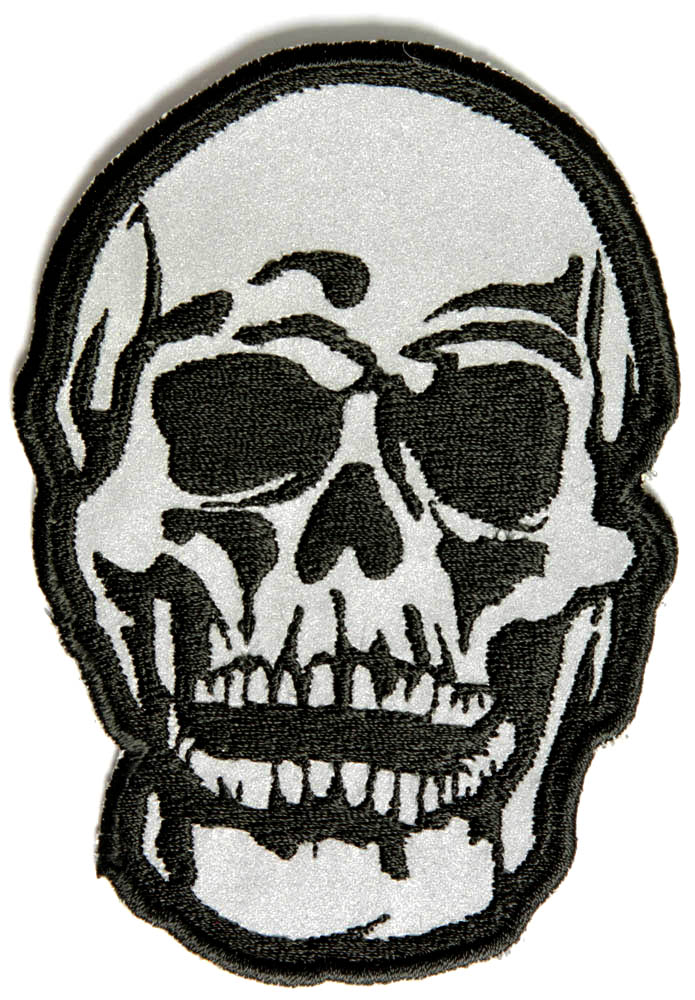 Reflective Small Baron Skull Patch | Skull Patches -TheCheapPlace