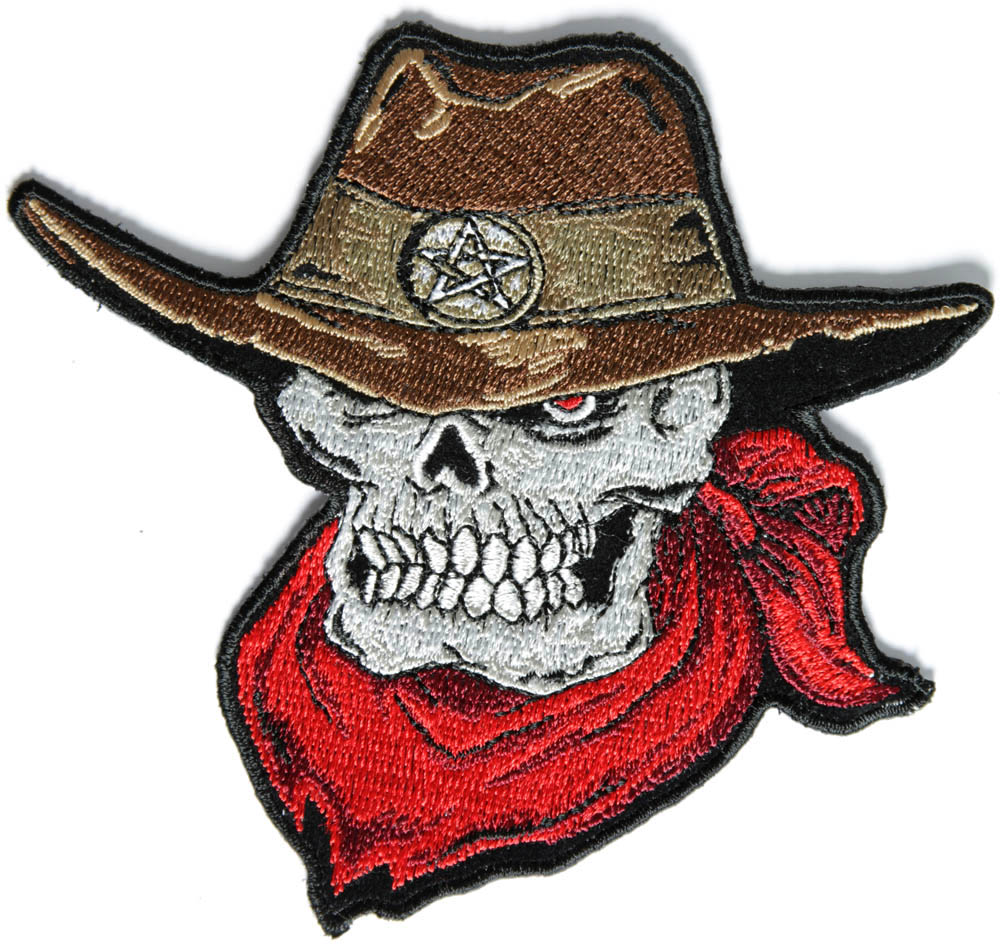 Large Skull Cowboy Biker Patch