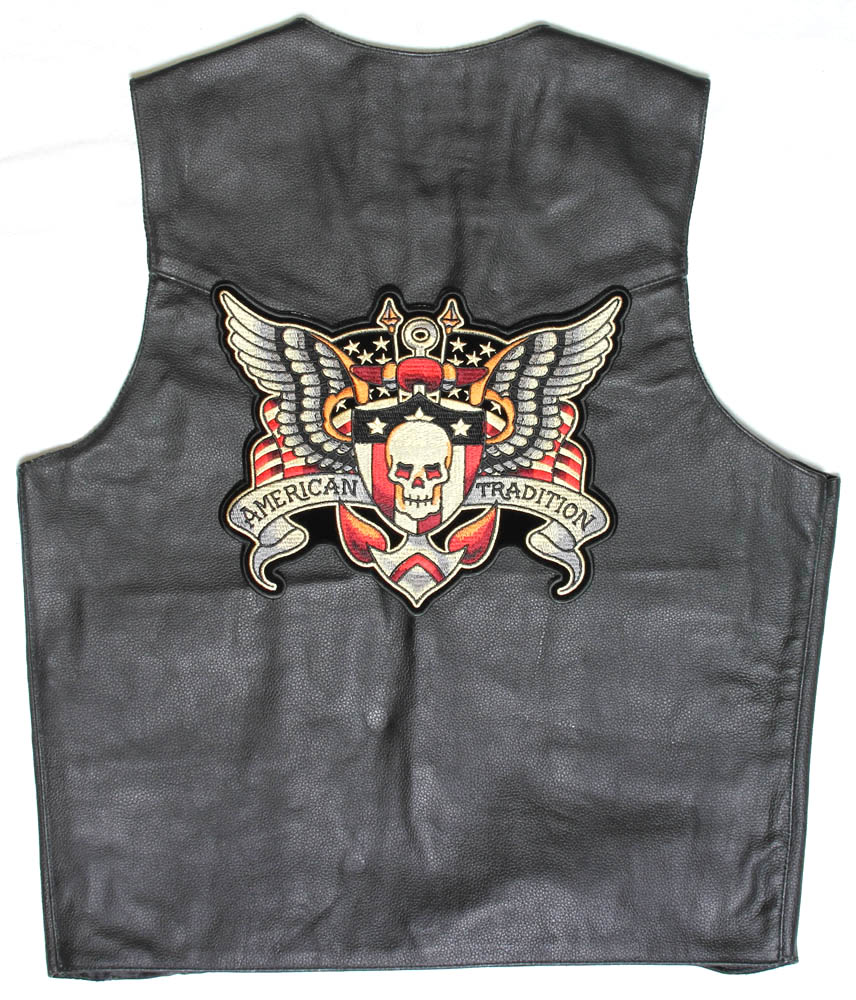 SKULL And Wings American BIKER Large Motorcycle Jacket Back PATCH ...