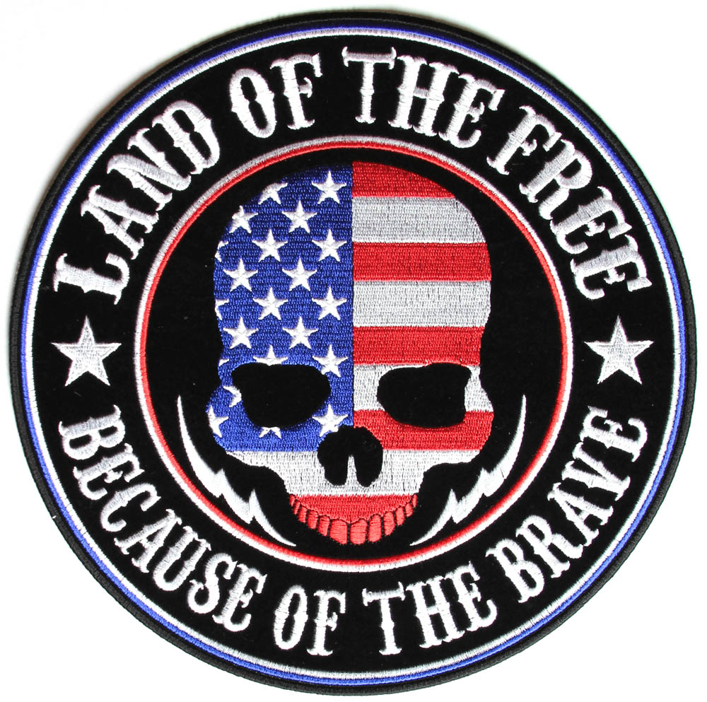 Land Of The Free Because Of The Brave American Flag Skull Large Back ...