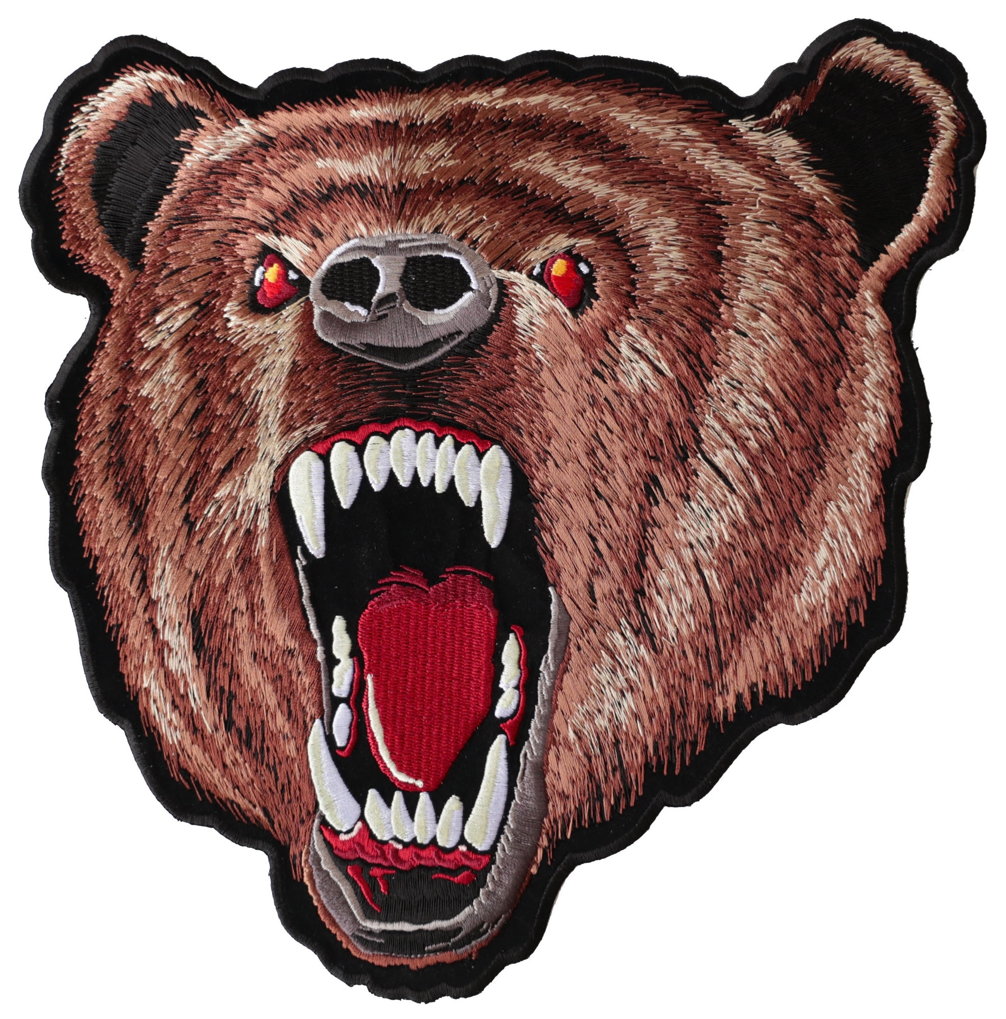 Brown Bear, Wide Open Mouth, Large Back Patch | Wild Animal Patches ...