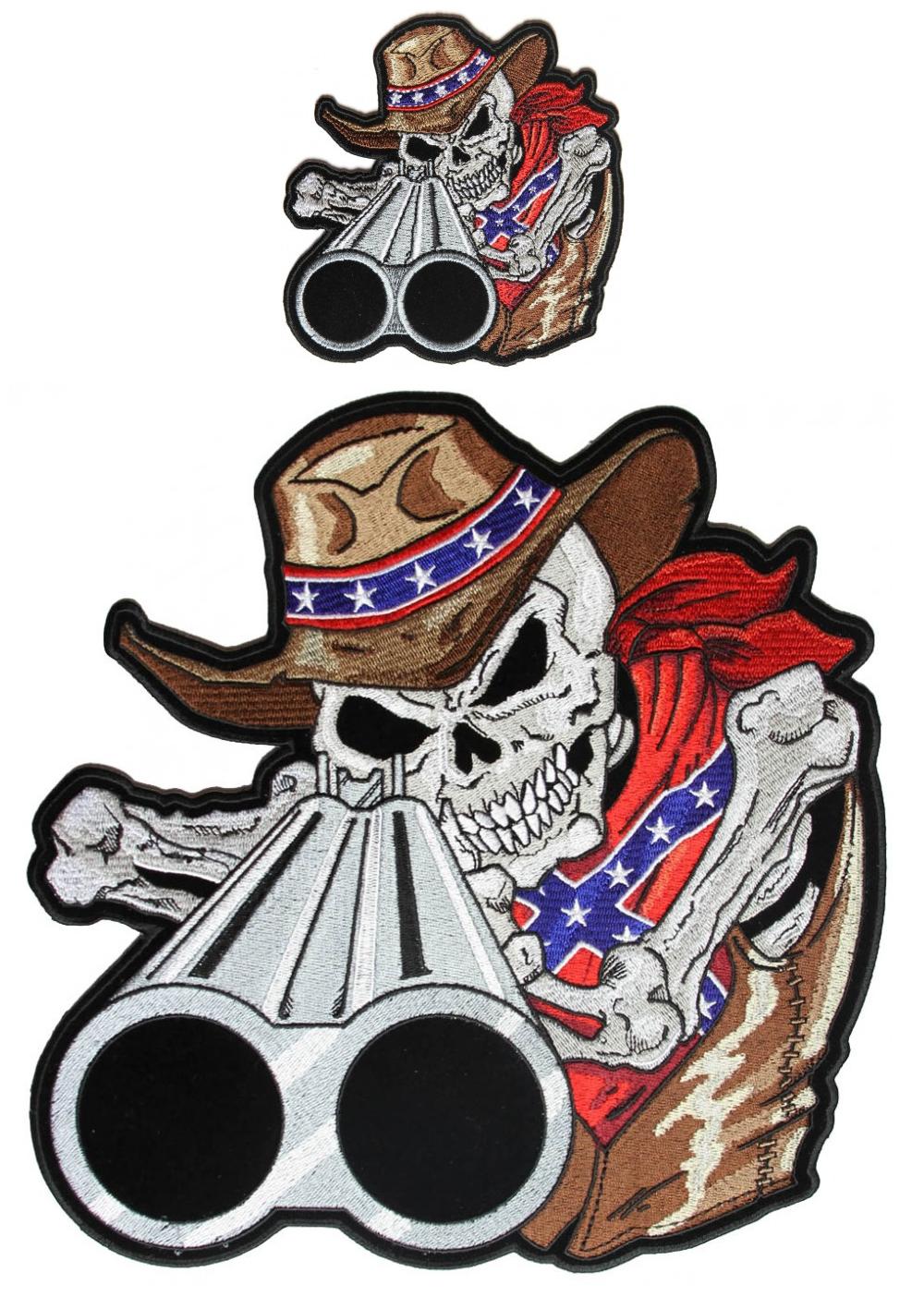 Shotgun Barrel Patch Set Skull Cowboy Small and Large | Skull Patches ...