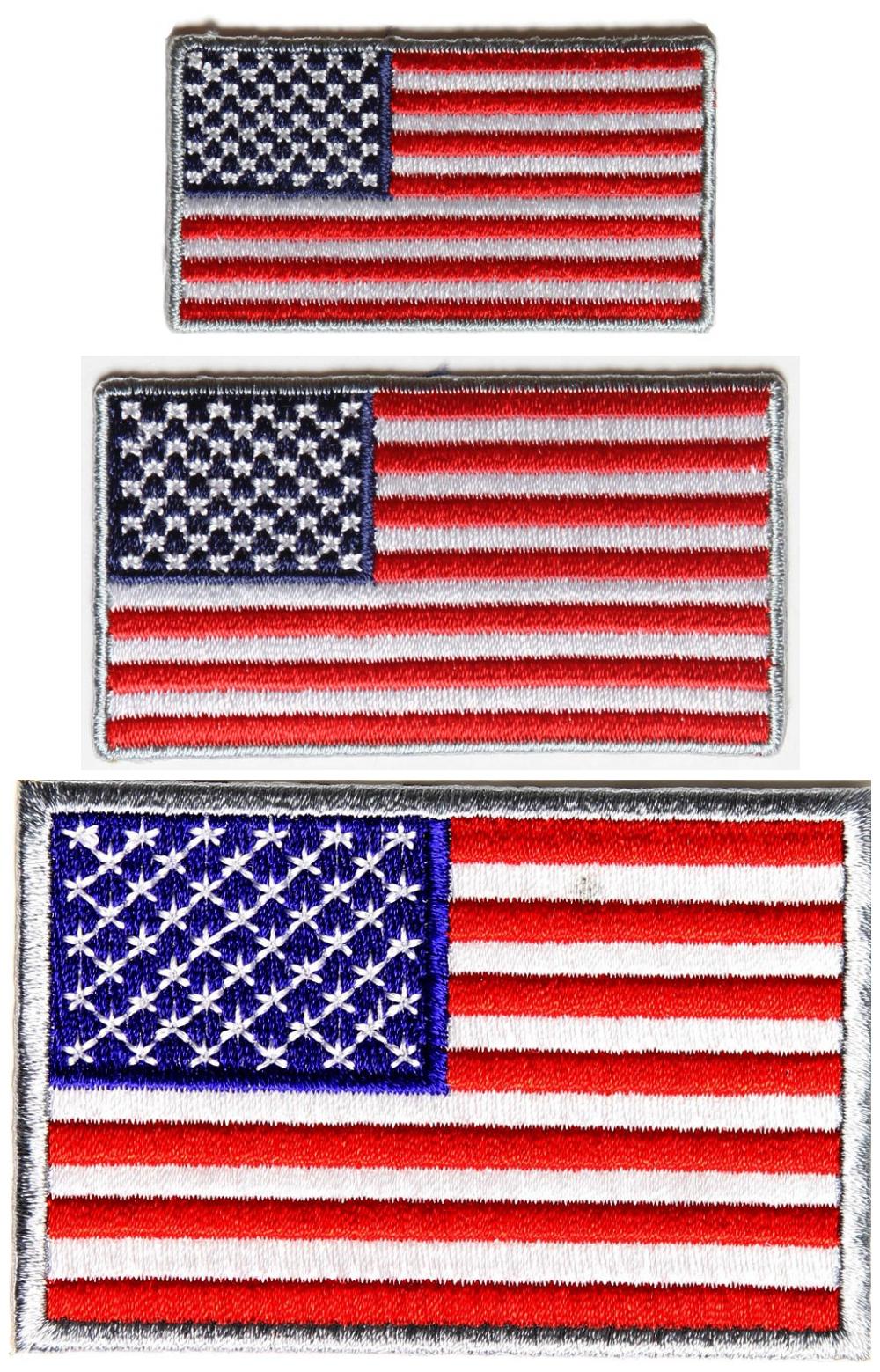 Small Us Flag Patches Gray Borders 3 Embroidered American Flags American Flag Patches