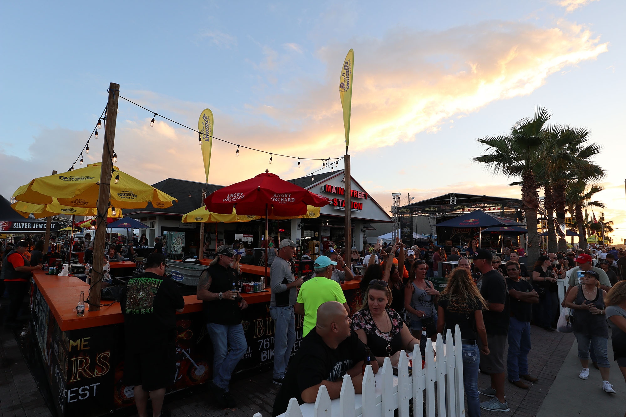 Bikers have arrived, Everyone having a good time at sunset on Main Street