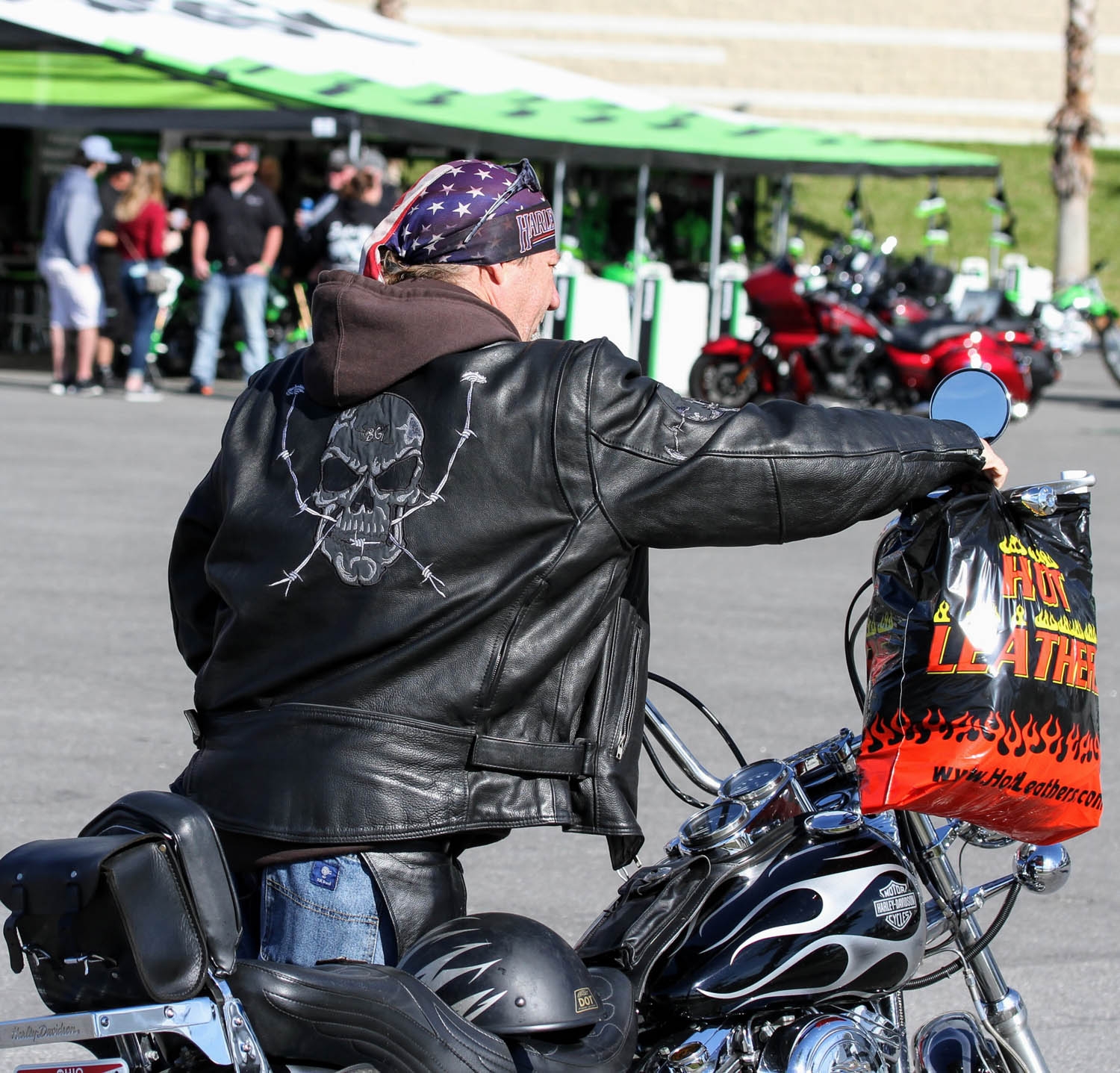 Bikers and their Patches at Daytona Bike Week