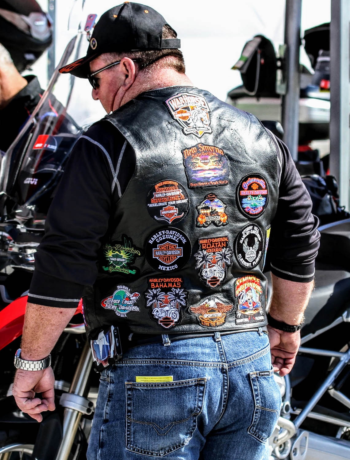 Bikers and their Patches at Daytona Bike Week