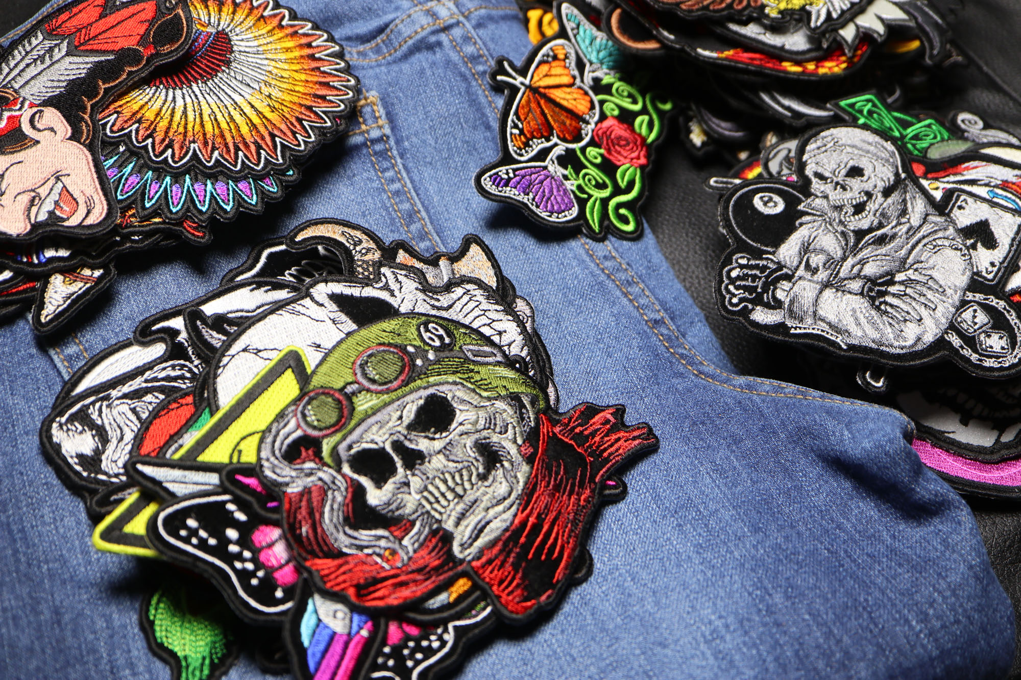 Embroidered Iron on Skull Patches