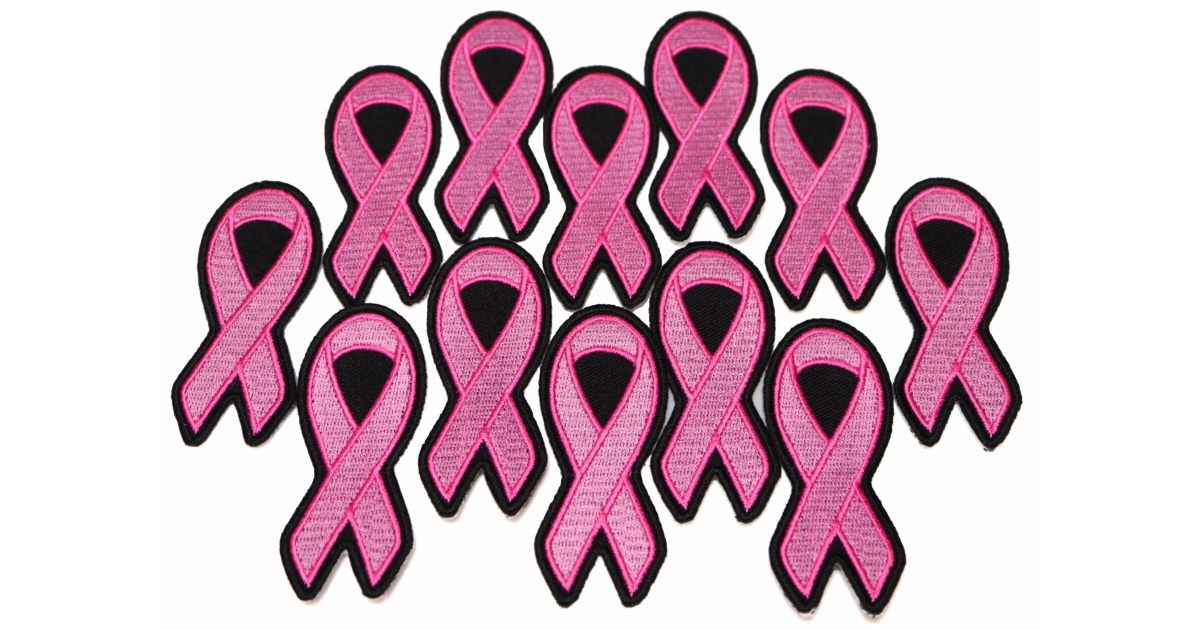 Pack of One Dozen Pink Ribbon Patches in Bulk by Ivamis Patches