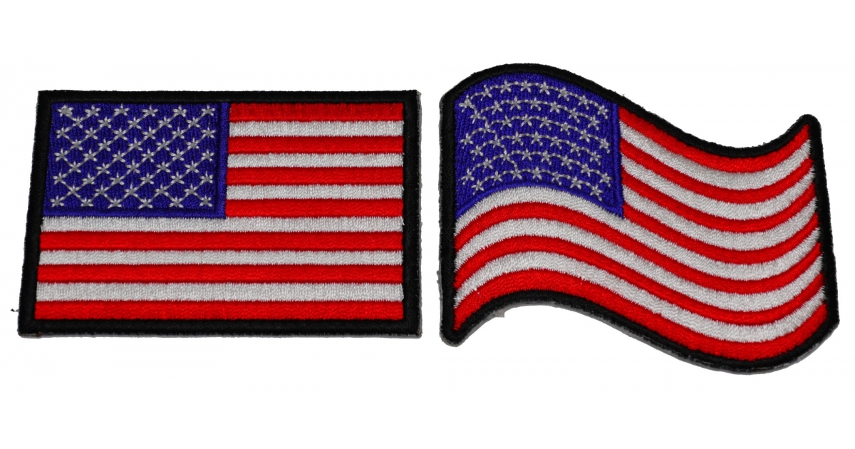 UNITED STATES OF AMERICA FLAG PATCH: Waving White Border