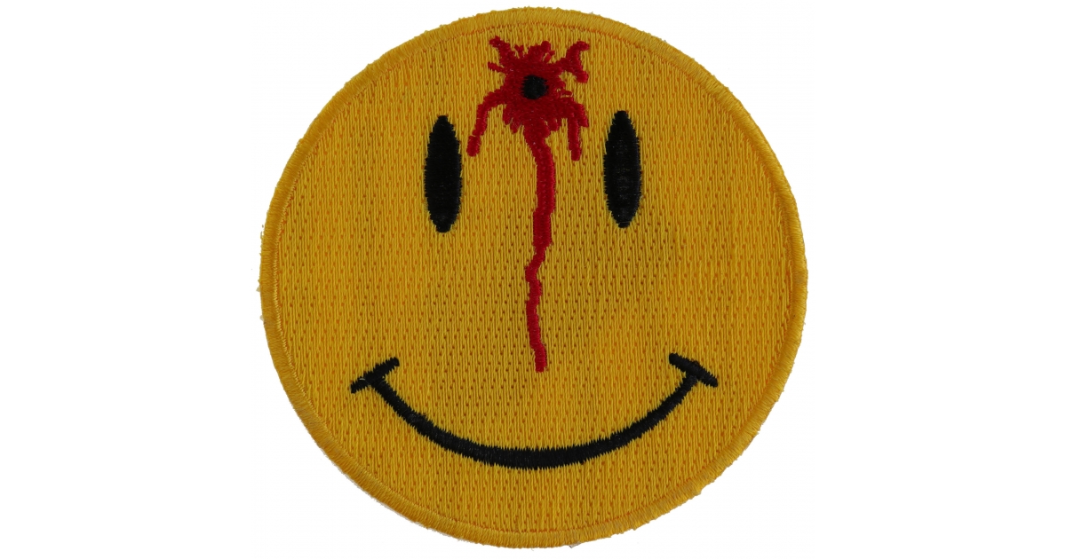 BULLET HOLE Smiley Face Embroidered Badge 2.5 - Wizard Patch