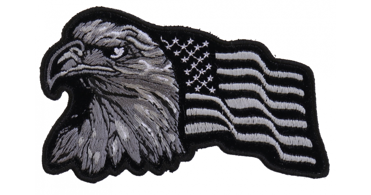 American Flag Patch Silver Border  Embroidered Patches by Ivamis
