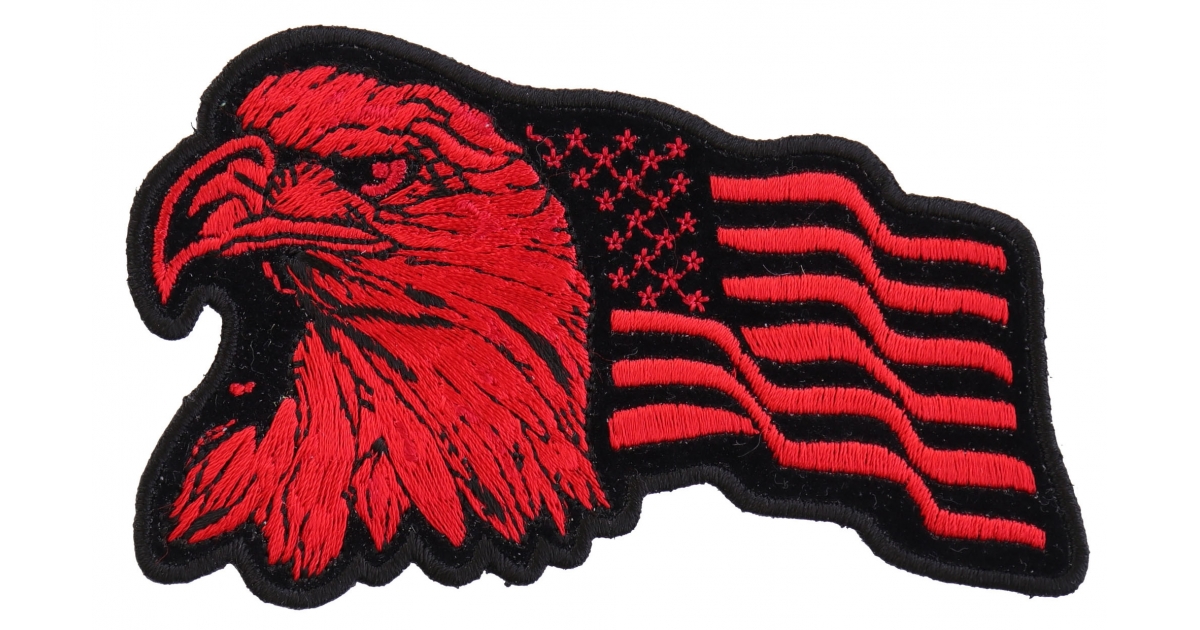 New Bald Eagle Military Emblem with 5-Stars and Red & White Stripes,  Embroidery Patch, Size 4, Iron-on Patch, Small Badge for Clothing