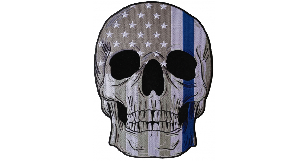 Thin Blue Line PVC Velcro Skull Patch