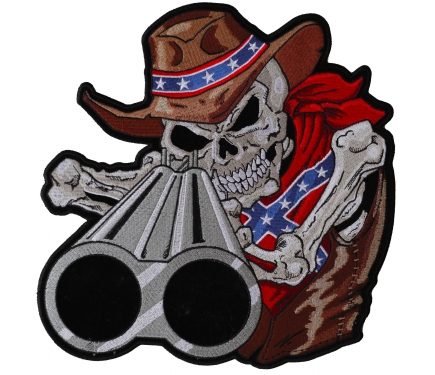 Rebel Cowboy Shotgun Skull Patch, Large Skull Patches for Biker Jackets ...