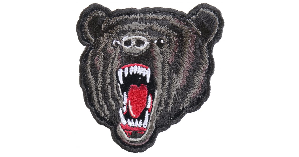 Small Black Bear Biker Iron on Patch - Iron on Bear Patches by Ivamis ...