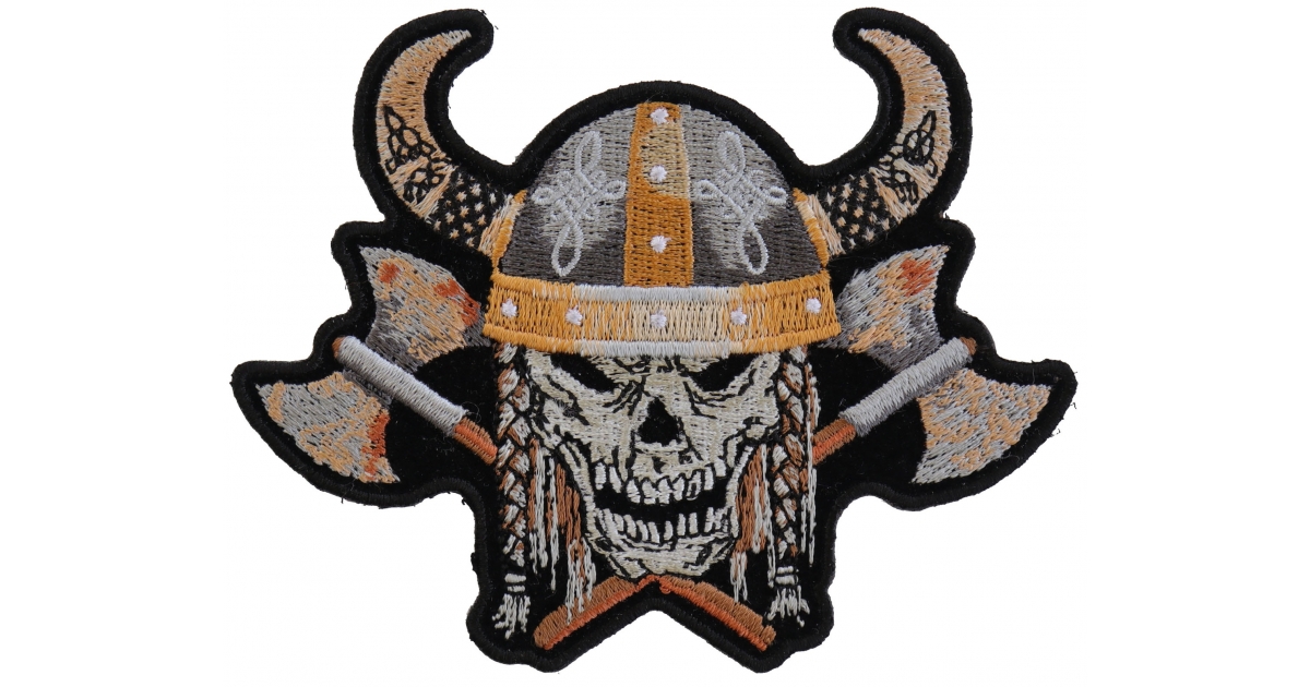 Viking Warrior Axes Skull Patch, Skull Patches by Ivamis Patches