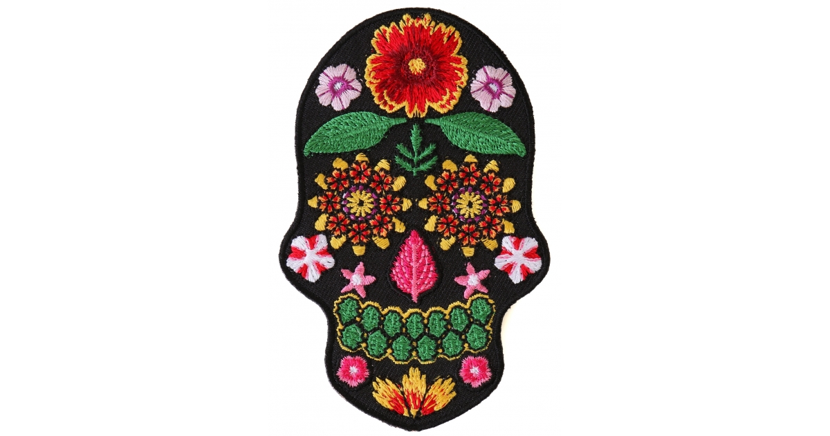 Flower Skull Black Patch - TheCheapPlace