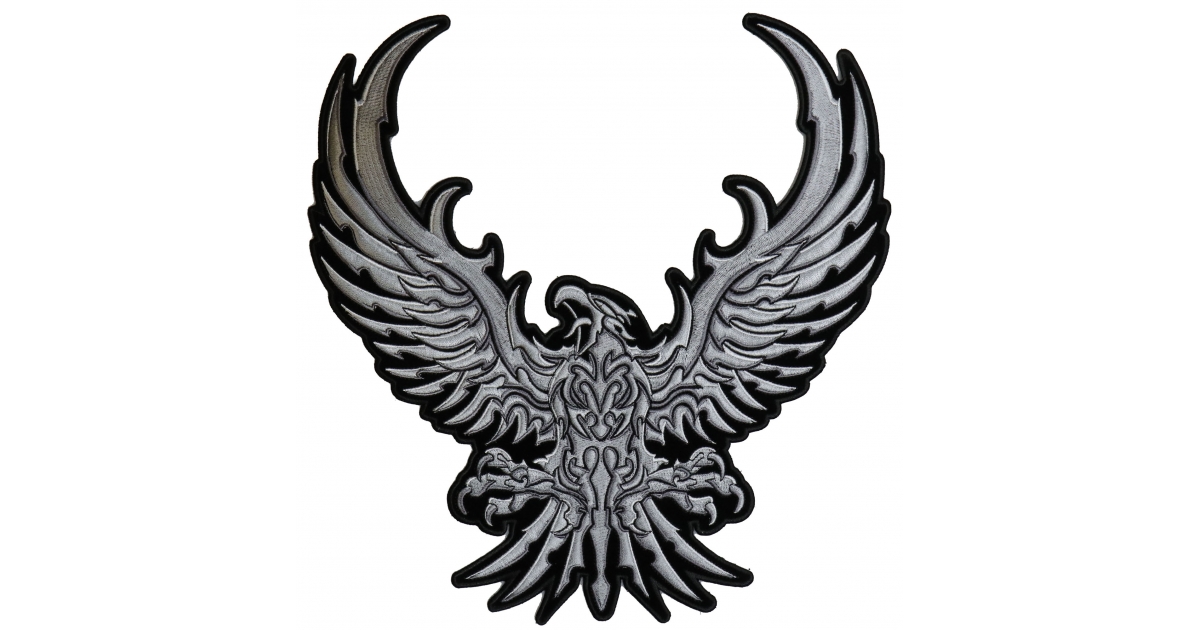 Silver Eagle Embroidered Iron on Patch - TheCheapPlace