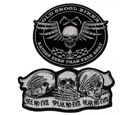 Set of 2 Old School Skull Patches by Ivamis Patches