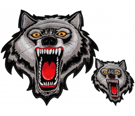 Wild Wolf Two Piece Small and Large Embroidered Patch Set by Ivamis Patches