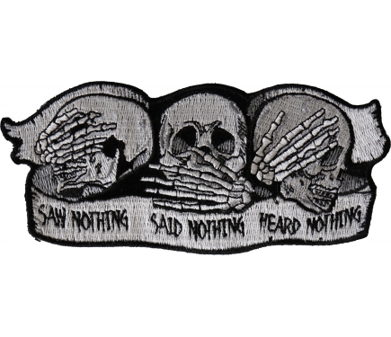 No Evil Skulls Patch - Hear See Speak Skeleton Skull - Iron On