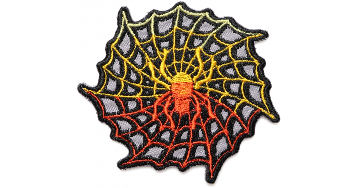 Flaming Spider and Web Patch over Gray - TheCheapPlace