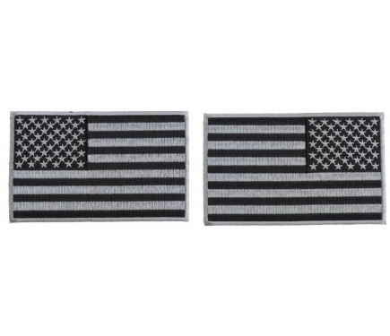 5 inch Gray American Flag Patches, Left and Right 2 Piece Patch Set by ...