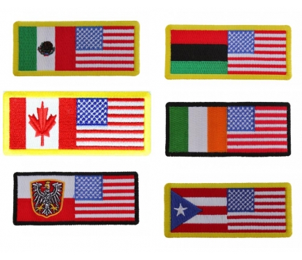AMERICAN MEXICAN PRIDE EMBROIDERED NATIONAL FLAG PATCH 4 X 1 3/4 IRON OR  SEW