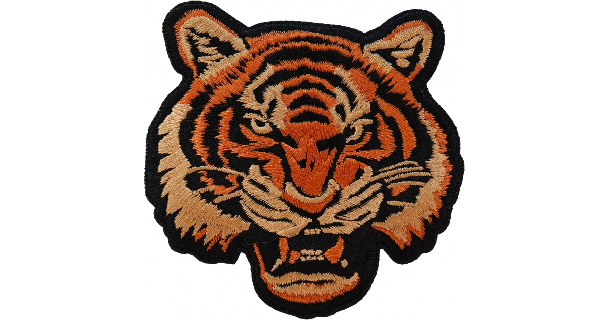 BENGAL TIGER PATCH Iron-on Embroidered Wild Animal Roaring 