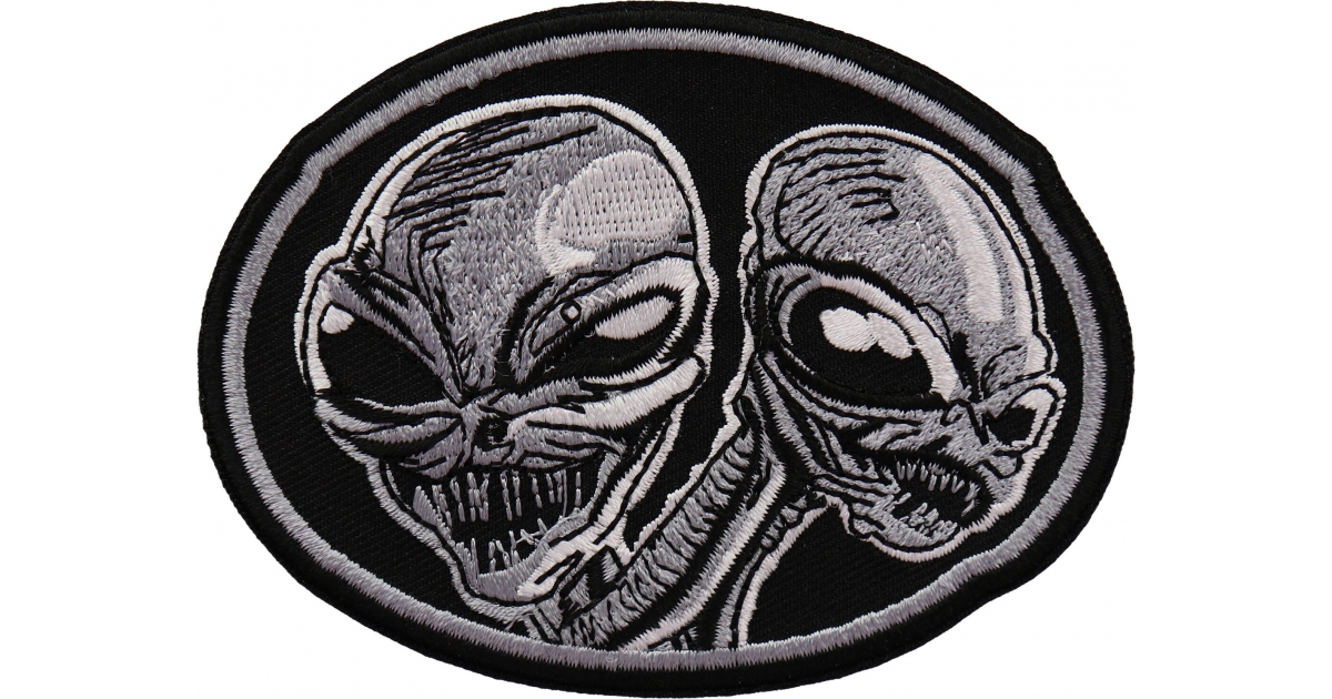 Two Aliens Patch - Iron on Novelty Patches by Ivamis Patches