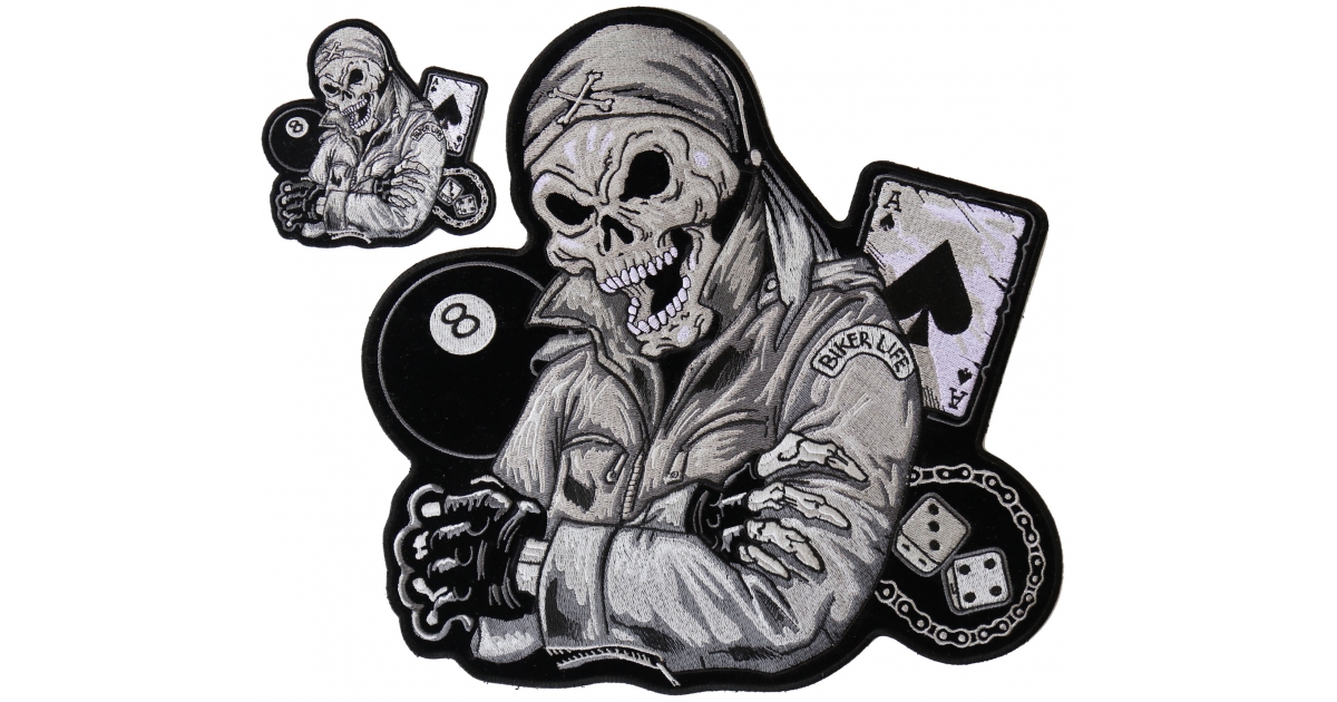 Set Of 2 Small And Large Biker Skull Patches By Ivamis Patches