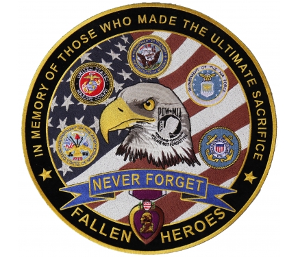 Never Forget Patch In Memory of Fallen Heroes, Large Patriotic Patches ...